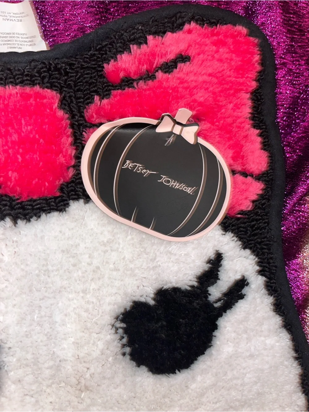 Betsey Johnson White & Pink Ghost Bath Rug